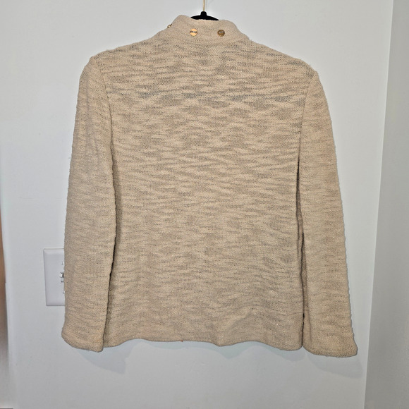 St. John By Marie Gray Santana Knit Zip Up Jacket Size S Beige Wool Rayon - Picture 6 of 9